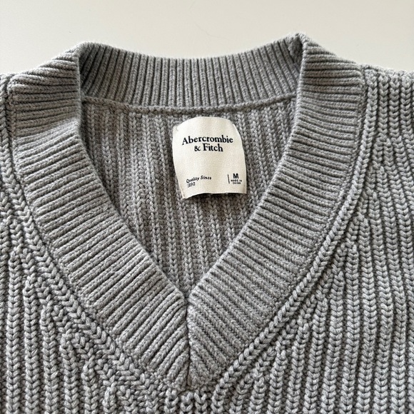 Abercrombie & Fitch- Gray-Sleevless-Knit-V neck-Sweater Dress-Tunic-Size M - Picture 2 of 10